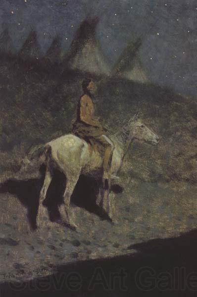 Frederic Remington Indian in the Moonlight (mk43) Spain oil painting art